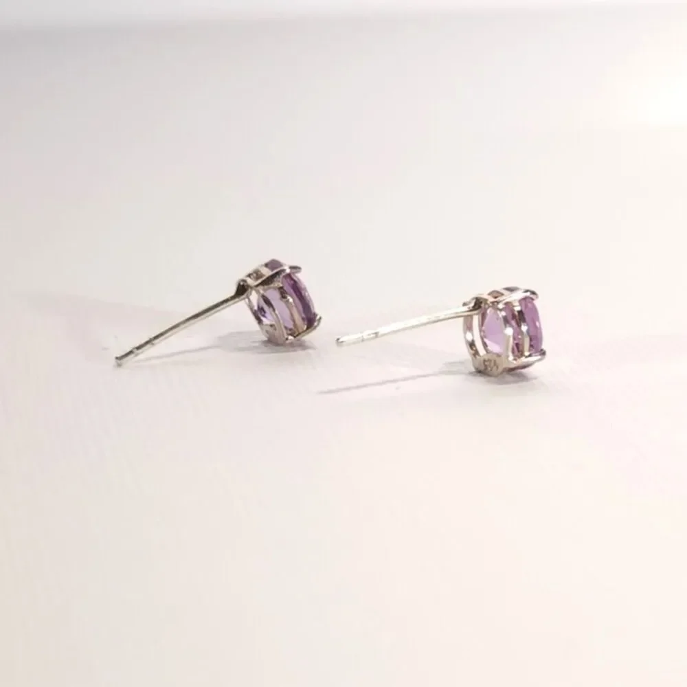 Amethyst 6mm Round Post Earrings